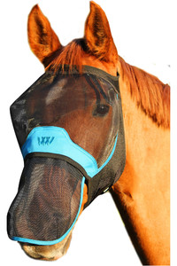 2023 Woof Wear UV Fly Mask Without Ears & UV Nose Protector Bundle FMNPUV23 - Black / Turquoise